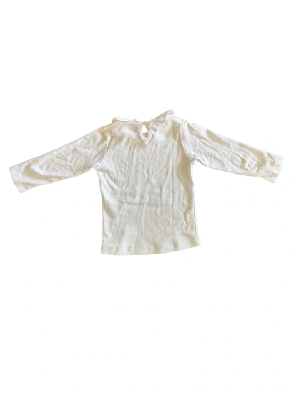 🎀 Little English White Ruffle Collar Long Sleeve Tee 4T Pink Trim